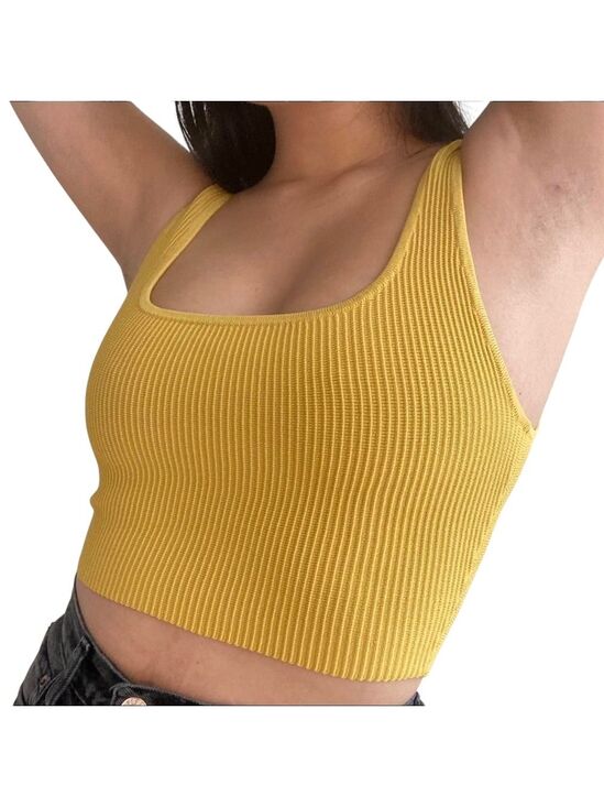 Babaton Tops - BABATON SCULPT KNIT TANK in MUSTARD, XS